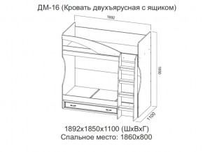 ДМ-16 Кровать двухъярусная с ящиком в Полевском - polevskoj.магазин96.com | фото