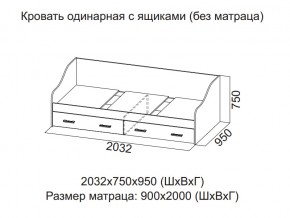 Кровать одинарная с ящиками (Без матраца 0,9*2,0) в Полевском - polevskoj.магазин96.com | фото